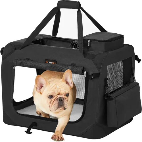 Miniatura 12 de Feandrea Jaula Plegable Suave para Perros de 32 Pulgadas, Jaula de Viaje Portátil para Perros para Uso Interior y Exterior, Transportín Kennel