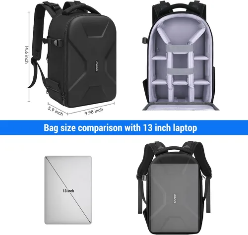 Miniatura 4 de MOSISO Mochila para cámaras réflex digital de un solo objetivo, réflex de un solo objetivo o sin espejo, funda rígida impermeable de apertura