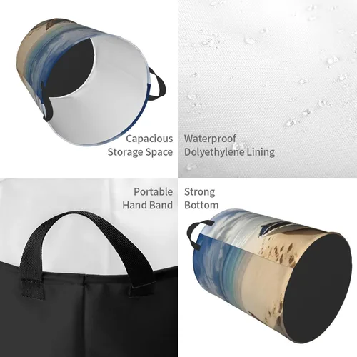 Miniatura 4 de Boat on the Beach print Circular Hamper Waterproof Storage Bin Organizer Basket Laundry Hamper With Handles For Clothes Toys Medium