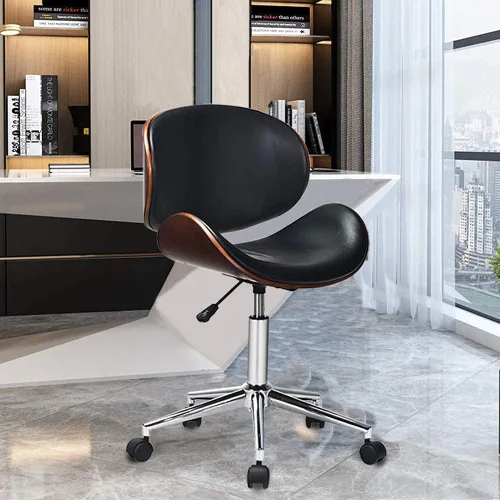 Miniatura 6 de GOODALLIN - Silla de oficina ajustable y moderna de mediados de siglo con asiento / respaldo curvo, silla ejecutiva giratoria, silla de computadora