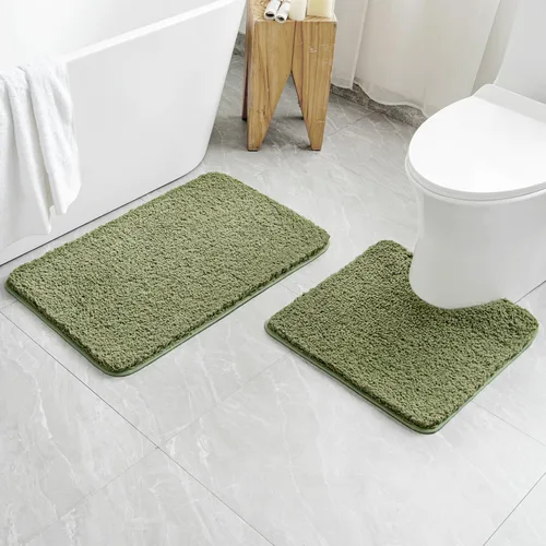 Miniatura 69 de MIULEE Juego de 2 alfombras de baño antideslizantes peludas extra gruesas y suaves, alfombrillas de baño de microfibra suave absorbente de agua