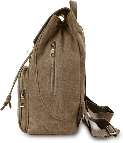 Miniatura 3 de Mochilas de lona a la moda, bolso casual para compras al aire libre, mochila deportiva, senderismo, viajes, bolsa multiusos, Café, Mochilas