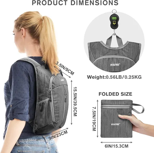 Miniatura 2 de G4Free Mochila de senderismo de 10L Mochila de viaje pequeña Mochila plegable ligera Mochila de hombro plegable casual Gris oscuro
