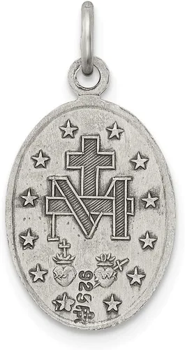 Miniatura 3 de Dije vintage de plata de ley 925 maciza con diseño de Virgen María y Virgen María para nosotros, medalla milagrosa de María, 0.787 in x 0.394 in