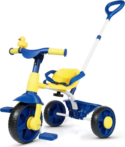 KRIDDO - Triciclos 2 en 1 para niños de 18 meses a 3 años, ruedas EVA mejoradas, ideal para regalo para niños de 2 a 3 años, con mango de empuje y
