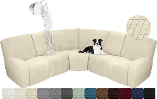 Miniatura 14 de ALIECOM Funda para Consola Central de Sillón Reclinable, Funda Elástica para Sofá Seccional Reclinable en Forma de L, Funda de Esquinas para Sofá