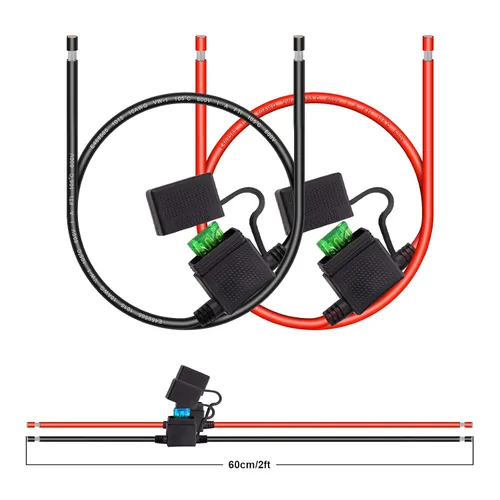 Miniatura 2 de Portafusibles de calibre 10 – Portafusibles de alambre resistente en línea de 10 AWG con fusibles de hoja ATC/ATO de 30 amperios para automóvil