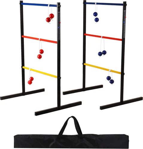 Miniatura 9 de GSE Games & Sports Expert Juego de escalera de madera maciza prémium con bolas de escalera y estuche de transporte para patio trasero al aire libre