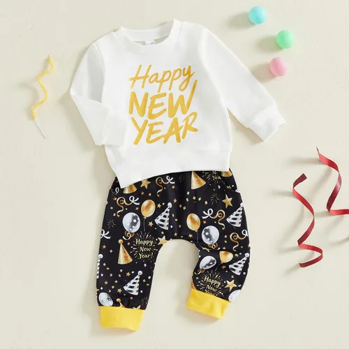 Miniatura 23 de BemeyourBBs Conjunto divertido de sudadera y pantalones de manga larga con letras divertidas para bebé niño y niño