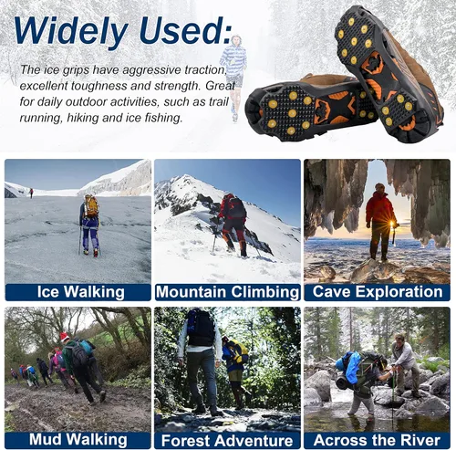 Miniatura 7 de Tacos de tracción de hielo crampones para caminar sobre nieve y hielo zapatos antideslizantes para nieve de hielo tacos de tracción para invierno