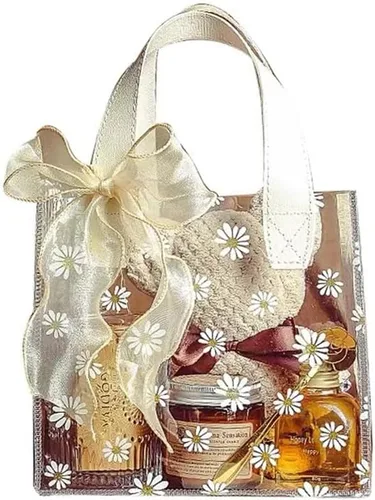 Miniatura 10 de YMASELA Bolsa de regalo transparente con asas (9.8 x 9.1 x 5.5 pulgadas, 2 unidades) bolsa de embalaje de regalo impermeable de plástico resistente