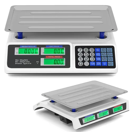 Miniatura 10 de Goplus Báscula de computación de precio de 66 libras, báscula digital comercial de alimentos con plataforma grande de acero inoxidable, función