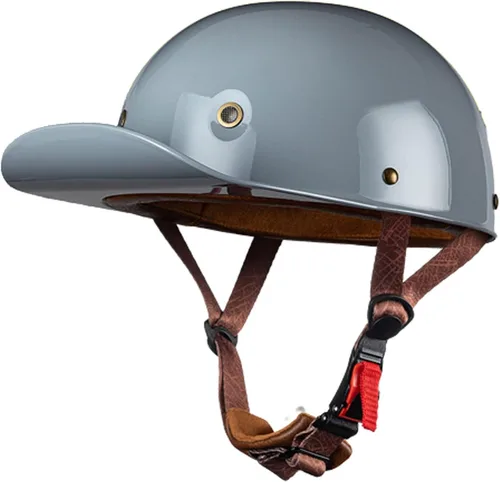 Miniatura 13 de Casco de motocicleta, gorra de béisbol retro, medio casco con hebilla de liberación rápida, estilo de béisbol, cómodo y duradero para adultos