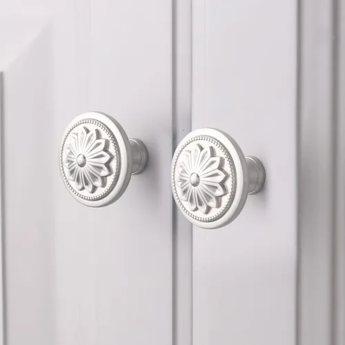 Miniatura 3 de Paquete de 4 pomos de níquel cepillado para gabinetes, tiradores de cajón de cocina de 1-2/5 pulgadas de diámetro, pomos de níquel cepillado