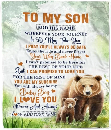 Miniatura 32 de Manta Personalizada "To My Son" de Mamá y Papá Regalos para Hijo que Va a la Universidad Cumpleaños Graduación Navidad Regalo Personalizado Manta