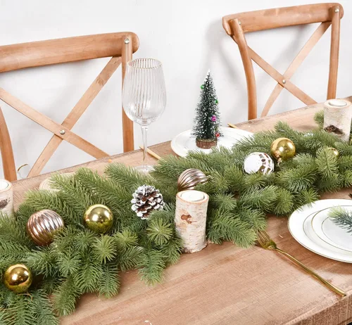 Miniatura 3 de Lvydec Guirnalda de pino de Navidad, guirnalda de vegetación de Navidad de 6 pies, agujas de pino realistas, hojas de ciprés para mantel