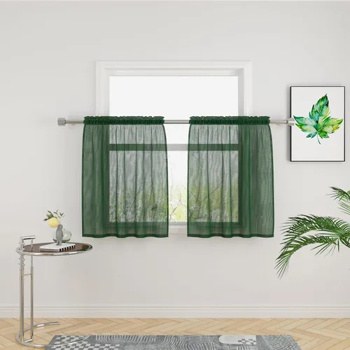 Miniatura 104 de UPOPO Paneles de Cortina Beige Pequeños Cortinas Transparentes de Gasa de 16 Pulgadas de Largo Cortinas de Cocina de Voile con Textura de Lino