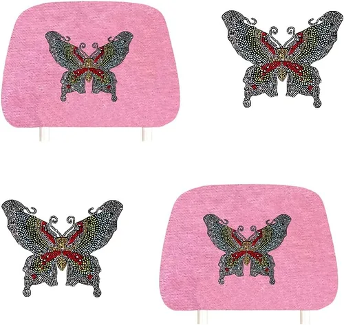 Miniatura 15 de ALLBrand Fundas universales para reposacabezas de asiento de automóvil, camión, con diamantes de imitación, color rosa, paquete de 2