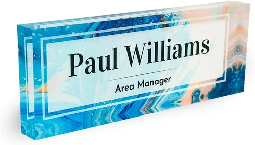 Miniatura 11 de Placa de Nombre de Escritorio de Acrílico Transparente Grueso Personalizada de 8x3" con Logo Personalizado - Decoración Profesional de Oficina