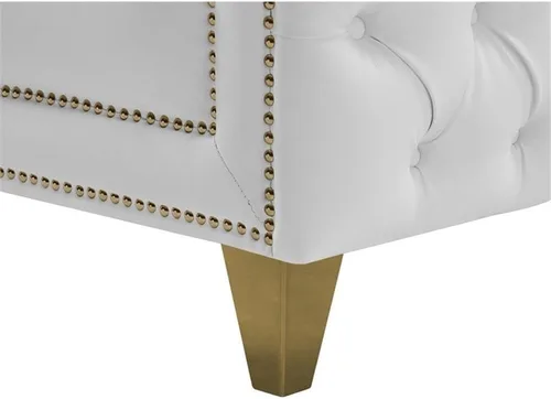 Miniatura 11 de Meridian Furniture 651White-S Colección Michelle Moderna Sofá contemporáneo con botones profundos, ribete dorado de cabeza de clavo y patas