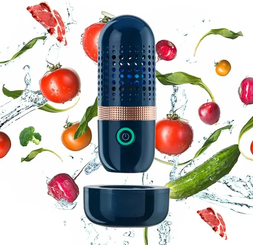 Miniatura 8 de Lavadora de frutas y verduras, dispositivo limpiador de frutas, purificador de frutas con tecnología de purificación de iones OH para limpiar Azul
