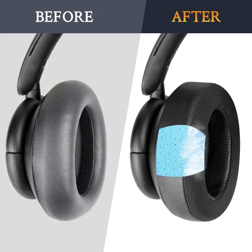 Miniatura 5 de SOULWIT Almohadillas de enfriamiento para auriculares Anker Soundcore Life Q30/Q30i/Q35, almohadillas con tela de seda de hielo, espuma de Negro