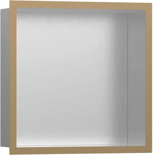 hansgrohe XtraStoris 56097140 - Nicho de pared empotrado individual de acero inoxidable cepillado con marco de diseño de 12 x 12 x 4 pulgadas en