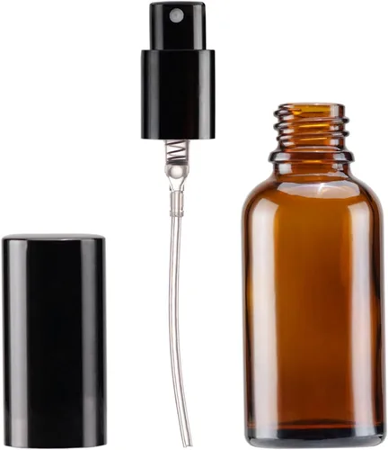 Miniatura 4 de YIZHAO Botellas de vidrio ámbar de 1 oz, con pequeño aerosol de niebla fina, tapa de metal, recargable para aceite esencial, viajes, limpieza