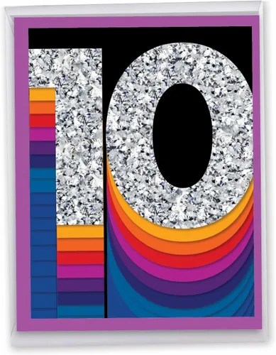Miniatura 10 de The Best Card Company - Tarjeta jumbo del 10º aniversario con sobre (8.5 x 11 pulgadas) - Felicitaciones grandes por 10 años de matrimonio - Gran