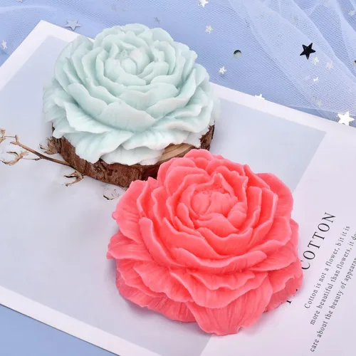 Miniatura 3 de Paquete de 2 moldes para jabón y velas de flores de peonía - Moldes 3D de silicona para dulces y decoración del hogar - Moldes para fundición