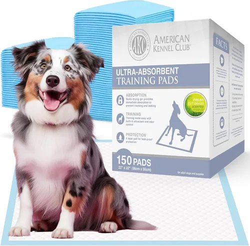 American Kennel Club Almohadillas de entrenamiento para cachorros, 150 unidades, aroma a hierba recién cortada, almohadillas absorbentes a prueba de