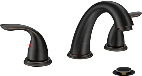 Miniatura 13 de Phiestina Paquete de 2 Grifos de Baño Extendidos de 8 Pulgadas con 2 Manijas y 3 Orificios para Montaje en Cubierta de Níquel Cepillado, con Desagüe