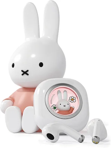 Miniatura 8 de Miffy - Auriculares Bluetooth 5.3 Pro - IPX5 impermeables, controles táctiles, adorable caja de hierro 3D reutilizable Miffy embalaje (rosa)