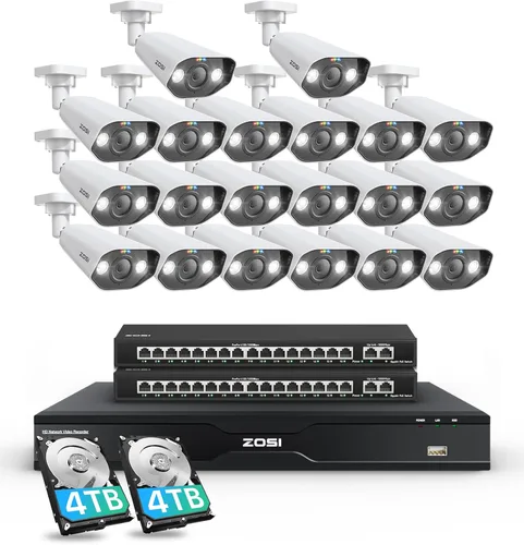 Miniatura 11 de ZOSI Sistema de cámara de seguridad PoE con foco 4K de 8 canales, 8 puertos, 16 canales, 8 MP, NVR con disco duro de 2 TB, 8 cámaras IP PoE