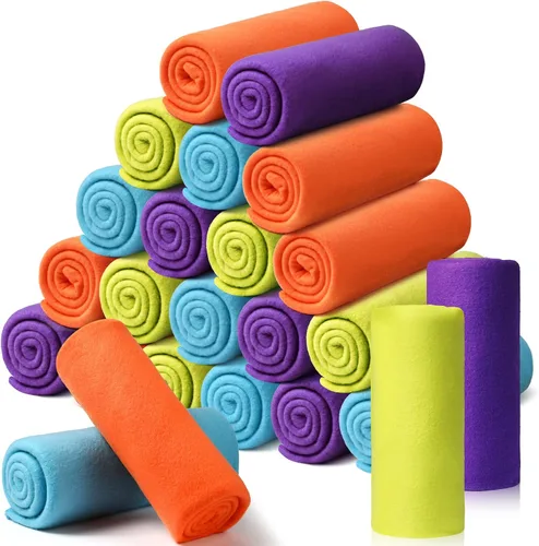 Paquete de 24 mantas de forro polar, suave, cálida, ligera, acogedora a granel para cama, sofá, hogar, oficina, regalos de boda, adecuada para