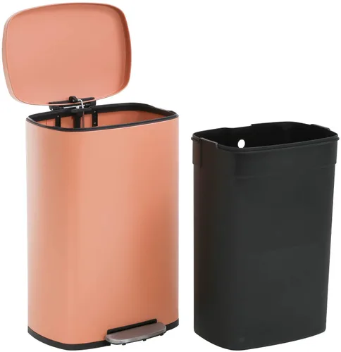 Basurero de 13 galones con tapa para la oficina de cocina de acero inoxidable, basurero de metal, basurero de reciclaje grande, basurero de