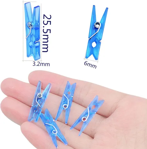 Miniatura 3 de Aylifu 200 pinzas de plástico transparente para la ropa, mini clips multifuncionales, pasadores de clavija, clips decorativos para manualidades
