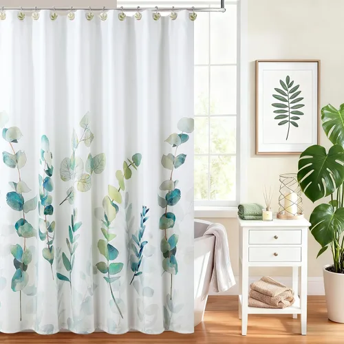 Miniatura 9 de Cortina de ducha de tela de piña, color marrón salvia, beige, cortina de ducha rústica con piñas de pino y hojas verdes, cortinas de baño
