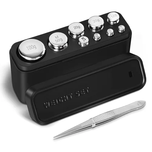 Miniatura 9 de Fuzion Pesos de Calibración 1g 2g 5g 10g 20g, Juego Total de 38g de Pesos de Calibración de Acero Inoxidable para Balanza Digital con Pinzas