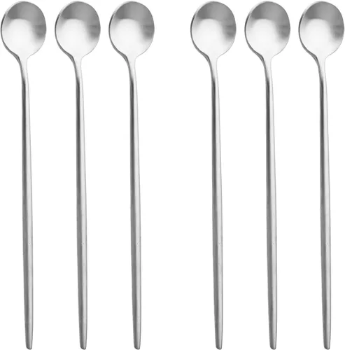 Miniatura 2 de Cubiertos plateados de diseño moderno, 6 piezas de plata mate 304 acero inoxidable tenedor de postre tenedor de ensalada de 7.2 pulgadas, juego