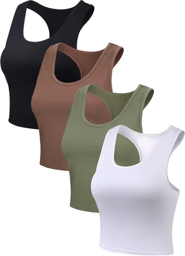 Miniatura 6 de Boao 4 camisetas básicas sin mangas de espalda cruzada para mujer