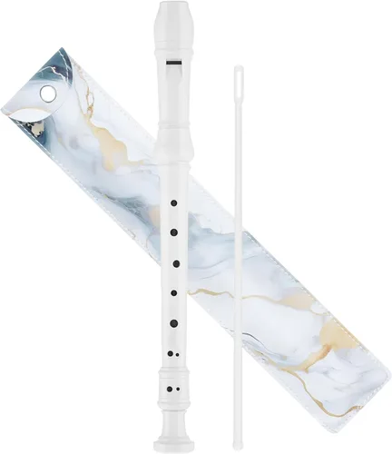 Miniatura 22 de Instrumento de flauta soprano para niños principiantes estudiantes, digitación alemana, llave C, flauta soprano de 3 piezas con varilla de limpieza