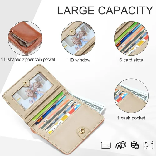 Miniatura 2 de APHISON Billetera pequeña delgada para mujeres y hombres, cartera RFID para mujer, diseño de girasol, de piel con girasol, tarjetero para tarjetas