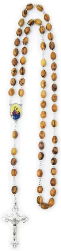Miniatura 9 de Árbol de la Vida Rev. 22:14 Rosario Católico de madera de olivo Tierra Santa de Israel, Cruz colgante sólida de madera, cuentas grandes