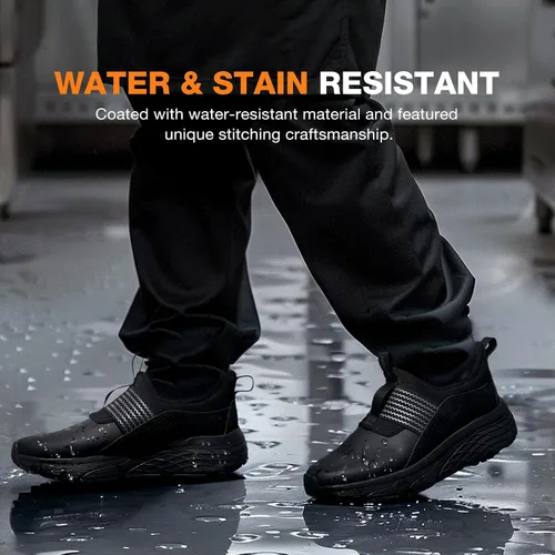 Miniatura 6 de NINGO Zapatos de trabajo antideslizantes para hombre, para servicio de alimentos, resistentes al agua y al aceite, zapatos de chef de cocina