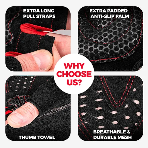 Miniatura 4 de MhIL Guantes de entrenamiento para hombres – Guantes de gimnasio cómodos para hombres con agarre mejorado para seguridad y protección de las manos