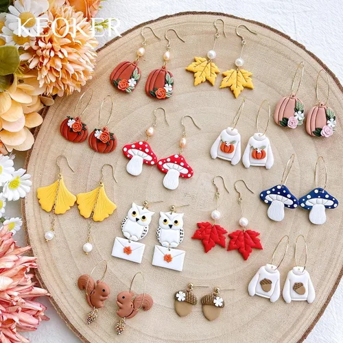 Miniatura 6 de Keoker Cortadores de arcilla polimérica de otoño, cortadores de arcilla de calabaza para hacer aretes, 19 formas de arcilla de otoño (todos)