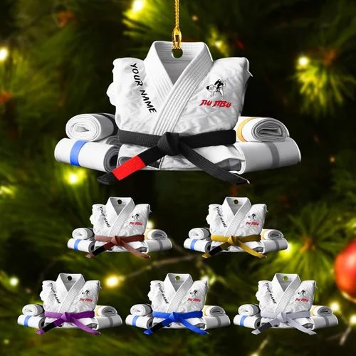 Miniatura 8 de Adorno personalizado de Jiu Jitsu, decoración de árbol de Navidad de artes marciales, regalo de recuerdo navideño BJJ para niños, adolescentes, On63