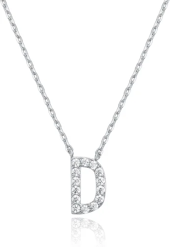 Miniatura 147 de PAVOI 14K White Gold Plated Cubic Zirconia Initial Necklace Letter Dainty Necklaces for Women