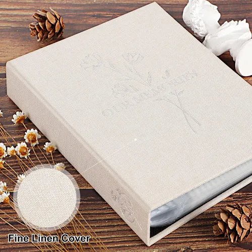 Miniatura 3 de Lanpn Álbumes de fotos pequeños de 4 x 6 pulgadas, 50 imágenes, paquete de 2 unidades, mini capacidad de lino Our Memories, juego de bolsillos